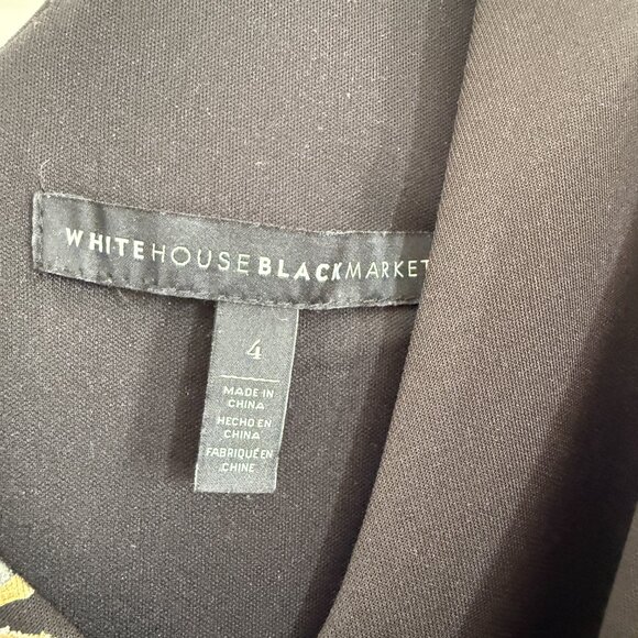 EUC White House Black Market Fit & Flare Metallic Floral Dress (Size: 4) - Picture 4 of 6